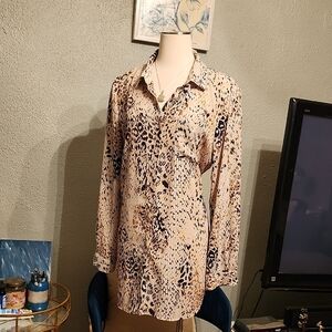 Spense Animal Print Long Sleeve Blouse